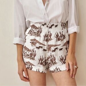 Reformation Nashville Short Small Sedona Linen Cuffed Elastic Cowboy Western